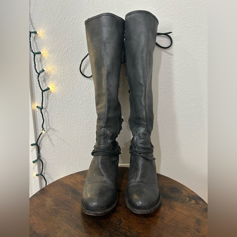 Freebird by Steven Black Over-the-Knee Lace-Up Leather Boots